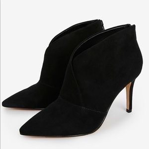 Express Faux Suede Asymmetrical Pointed Toe Bootie